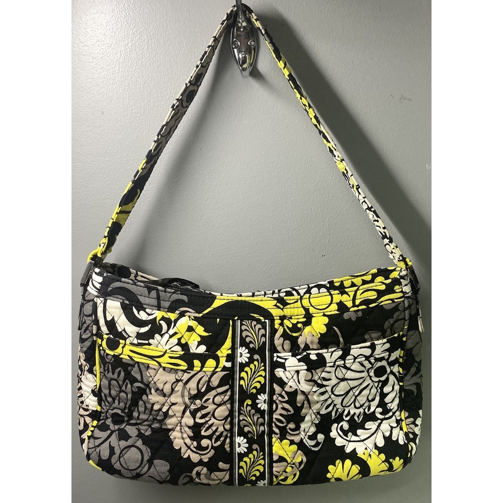 Vera Bradley Baroque Cassidy RETIRED Purse Shoulder Yellow/Black 6.5x11x3.5"